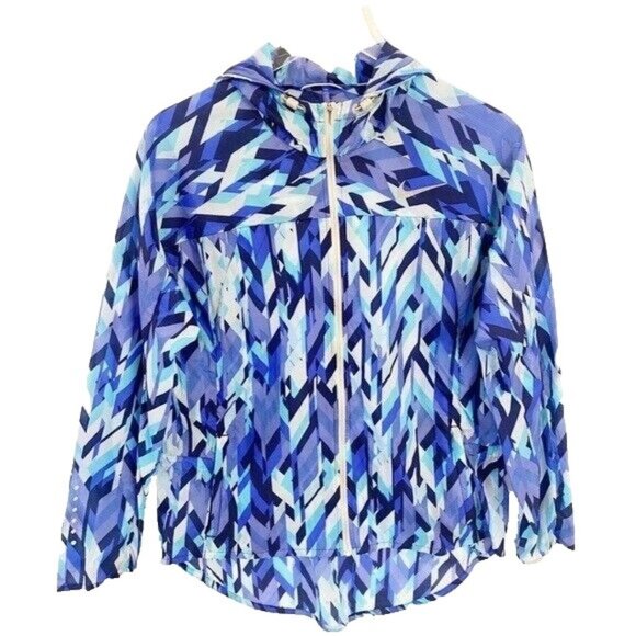 NIKE Blue Lightweight Zip Front Jacket with Hood Size Large - Picture 1 of 4